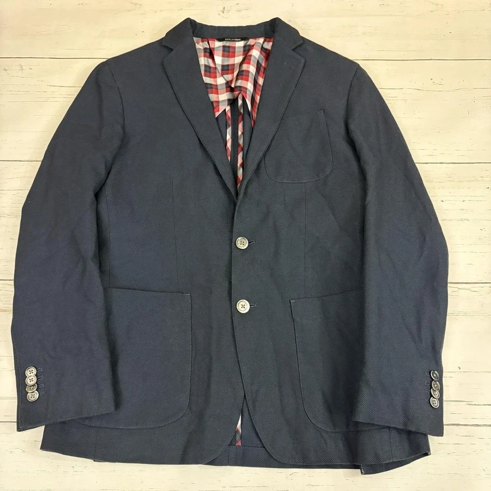 Banana Republic Blazer Sport Coat Mens 38S Blue Cotton Tailored Fit Surgeon Cuff